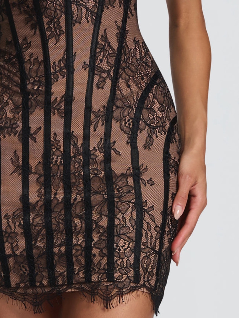 Strapless Black Lace Mini Dress - Picture 3 of 10